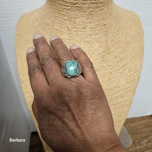 Men's Turquoise 925 Sterling Ring, Size 9